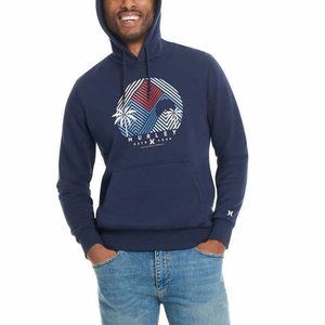 NWOT Hurley Men’s Graphic Fleece Lined Hoodie Blue White Size XL $80 FF88(36)